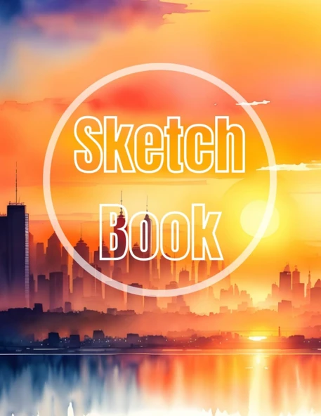 Sketch Book: Watercolor Sunset & City View Cover Page Sketchbook Blank Paper Pad 8.5" X 11" - Sketchbook 120 Pages Blank Paper ... Unlined Journal Cover Sketchbooks ürün görseli 1