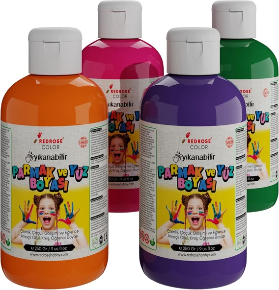 Red Ara Renkler Parmak Boyası 4'Lü Set 4X250 Gr ürün görseli 1