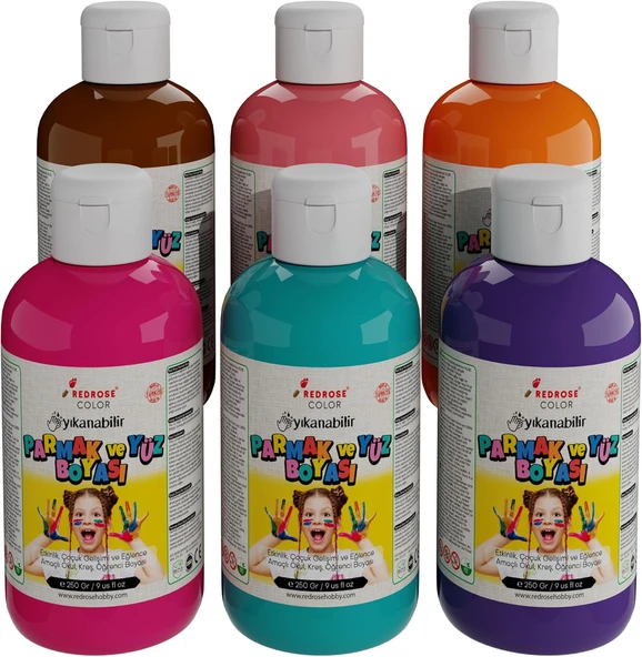 Red Tamamlayıcı Renkler Parmak Boyası 6'Lı Set 6X250 Gr ürün görseli 1