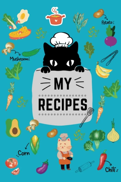 Independently Published My Recipes Book With Cute Little Cat (Light Cover): Create Your Own Cookbook, Cooking Journal, Or Collect Your Secret Recipes. It Is A ... (My Recipes Book With Cute Litt ürün görseli 1