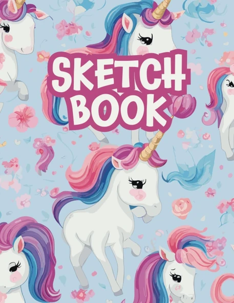 Sketchbook: Drawing Pad For Kids, Blank Paper Sketch Book For Drawing Practice, Sketchbook For Kids 9-12 (Size 8.5 X 11), Drawing Notebok With Unicorns ürün görseli 1