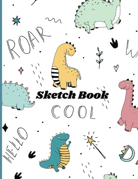Sketch Book For Kids: Cute Dinosaurs, Blank Paper For Drawing, Doodling Or Sketching, (110 Pages 8.5 X 11 In) ürün görseli 1