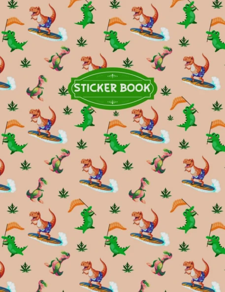 Independently Published My Sticker Album: Awesome Blank Sticker Book For Boys, Girls, Kids, Toddlers And Adult, Dinosaurs Pattern Themed Cover Sticker Collecting Album ürün görseli 1