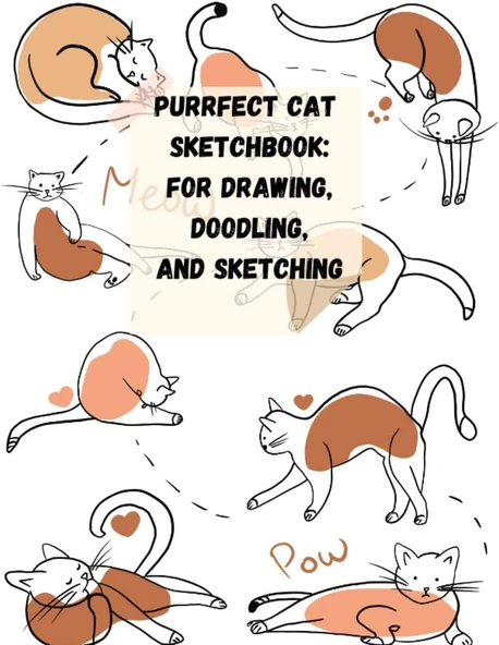 Purfect Cat Sketchbook: A Notebook For Drawing, Doodling, And Sketching: 8.5*11 Inch 44.48*28.57 Cm 120 Pages Pattern Designe In Matte Cover ürün görseli 1