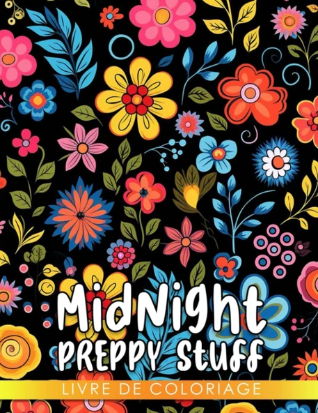 Independently Published Livre De Coloriage Midnight Preppy Stuff: Pages De Coloriage Inspirantes Sur Fond Noir Pour (French Edition) ürün görseli 1