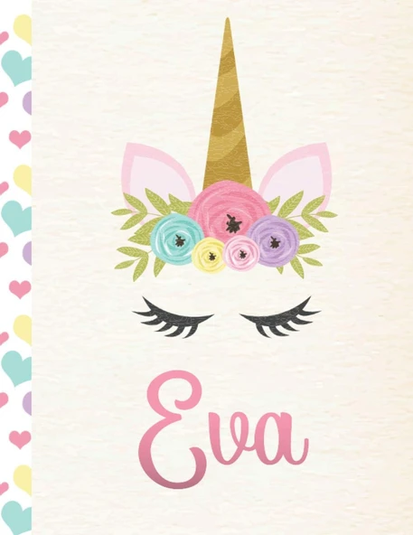Eva: Personalized Unicorn Sketchbook For Girls With Pink Spanish/Mexican/Latina Name - 8.5X11 110 Pages. Doodle, Draw, Sketch, Create! ürün görseli 1