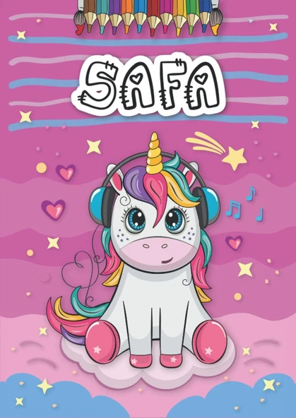 Independently Published Safa: Livre De Coloriage Personnalisé Pour Safa | Licorne | Cadeau D'Anniversaire Pour Fille ... | 4 À 8 Ans | 25 Motifs De Licorne Avec Le Prénom Safa, Grand Format A4 (21 X ürün görseli 1