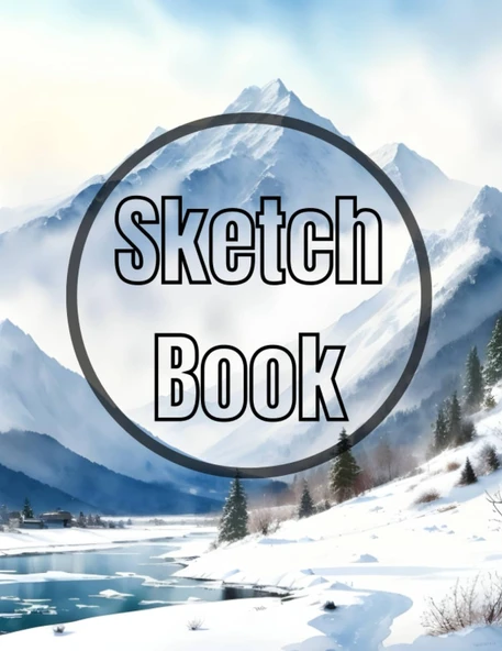 Sketch Book: Watercolor Winter Mountain Cover Page Sketchbook Blank Paper Pad 8.5" X 11" - Sketchbook 120 Pages Blank Paper Book For ... Unlined Journal Cover Sketchbooks ürün görseli 1