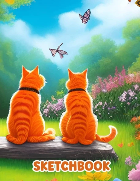 Sketchbook For Kids Drawing And Doodling With Cute Cats Sitting Together Cover: Big Paper Sheet For Kids Drawing ürün görseli 1