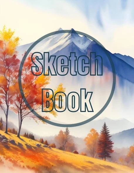 Sketch Book: Watercolor Autumn In The Mountain View Cover Page Sketchbook Blank Paper Pad 8.5" X 11" - 120 Pages Blank Paper Book For ... Unlined Journal Cover Sketchbooks ürün görseli 1