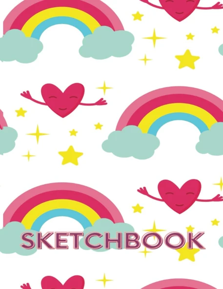 Independently Published Sketchbook: Happy Hearts And Rainbows Illustrated Cover, Large With 102 Pages, 8.5" X 11", For Drawing, Doodling, Writing And Sketching., Paperback ürün görseli 1