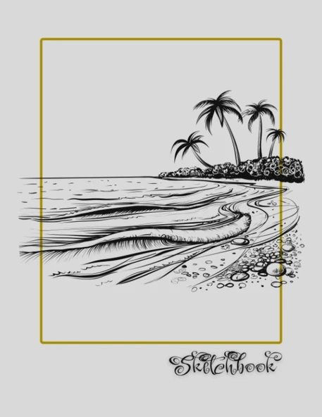 Sketchbook: Tropical Beach Scene, Large 8.5" X 11", 110 Pages, Perfect For Everyone, Crayons, Pencils, Drawing And Sketching ürün görseli 1