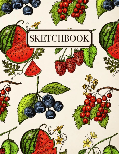 Berry Sketchbook: Berries Cover, Drawing Notebook | Large Blank Pages Journal For Sketching, Doodling, Writing And Notes | 8.5" X 11", 110 Pages ürün görseli 1
