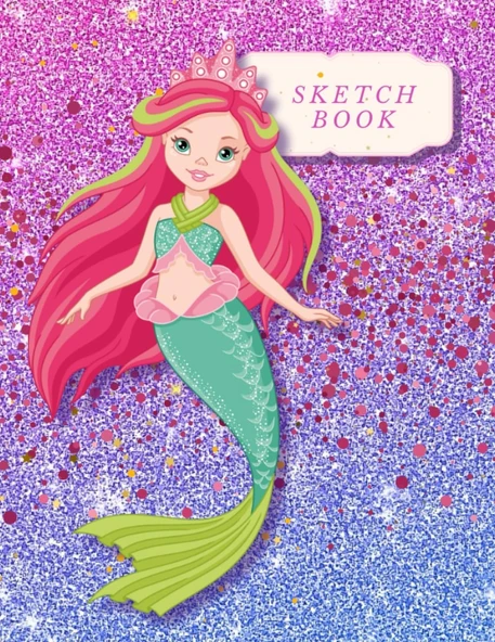 Notebook Mermaid Cover Green Scales: Sketchbook For Writing And Drawing, Painting, Sketching Or Doodling, Large For Girls And Mermaid Princess Lover ... - 120 Pages Glossy Cover (Kids Drawing Books) ürün görseli 1
