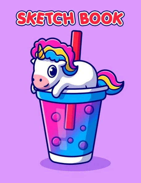 Independently Published Kawaii Unicorn Milk Sketch Book: Mindfulness And Keep Calm With 120 Pages For Sketching, Doodling And Drawing | Gag Gifts | White Elephant Gifts | Christmas Gifts | Stress Rel ürün görseli 1