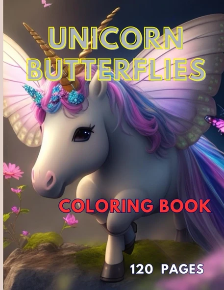 Independently Published Unicorn Butterflies Coloring Book: This Coloring Book Contains Many Intricate Illustrations .Majestic Unicorns With Colorful Butterfly Wings With 120 Pages.8.5X11Inches .Kids ürün görseli 1