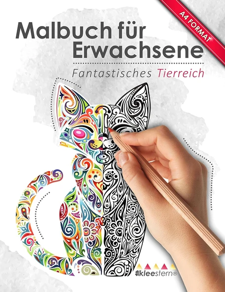 Malbuch Für Erwachsene: Fantastisches Tierreich (Kleestern®, A4 Format, 40+ Motive): Volume 19 (A4 Malbuch Für Erwachsene) ürün görseli 1