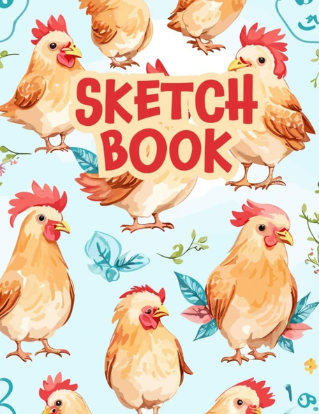 Sketchbook: Drawing Pad For Kids, Blank Paper Sketch Book For Drawing Practice, Sketchbook For Kids 9-12 (Size 8.5 X 11), Drawing Notebok With Chickens ürün görseli 1