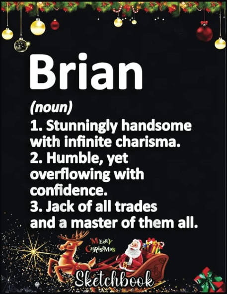 Christmas Sketch Book: Brian Definition Personalized Name Funny Birthday Gift Idea, 120 Pages Help You Your Ideas Size 8.5 X 11 Inches Sketchbook ürün görseli 1