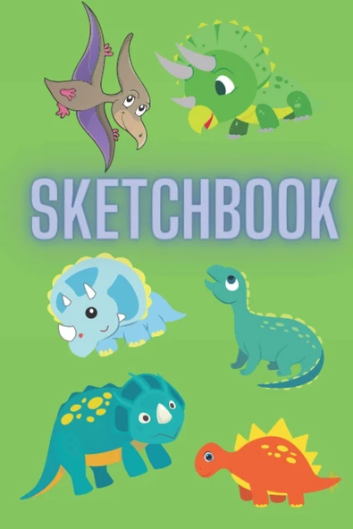 Dinosaur Sketchbook For Kids 6X9 Blank, Doodling, Journal, Drawing,Painting ürün görseli 1