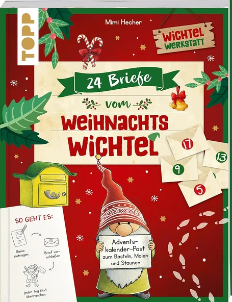 24 Briefe Vom Weihnachtswichtel Adventskalenderbuch: Adventskalender Mit 24 Personalisierbaren Verbastel-Briefen ürün görseli 1