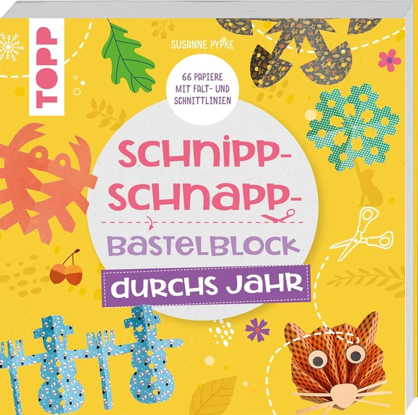 Schnipp-Schnapp-Block Durchs Jahr: Einfache Und Schnelle Faltschnitt-Ideen Für Kinder. Mit 66 Motivpapieren Mit Falt- Und Schnittlinien ürün görseli 1