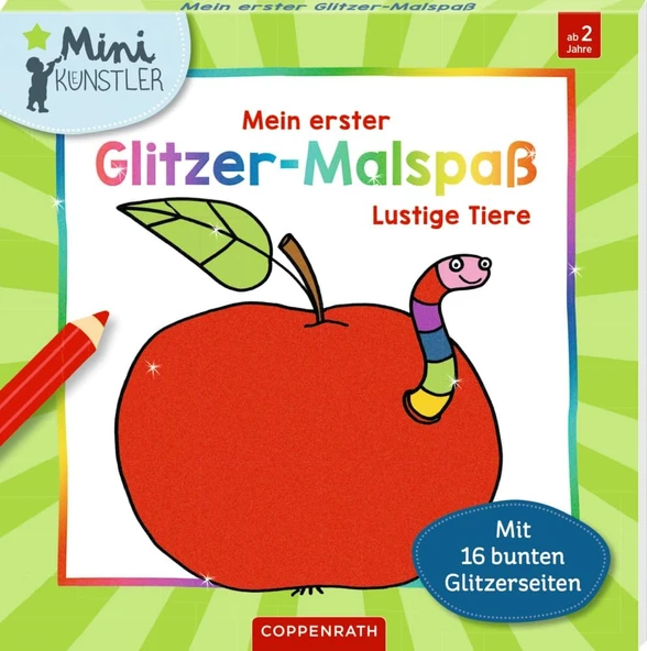 Mein Erster Glitzer-Malspaß – Lustige Tiere: Mit 16 Bunten Glitzerseiten: 32 Ausmalmotive, Glitter, Kreativer Ausmalblock Ab 2 Jahren (Mini-Künstler) ürün görseli 1