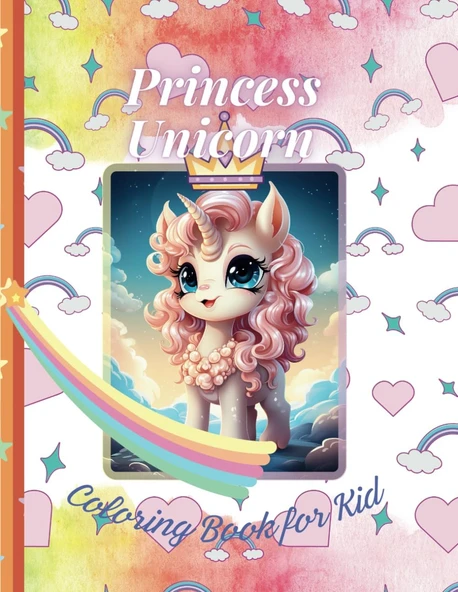Independently Published Princess Unicorn Coloring Pages For Kids ürün görseli 1