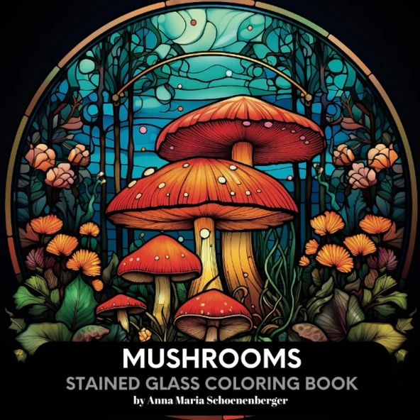 Independently Published Mushrooms Stained Glass Coloring Book ürün görseli 1