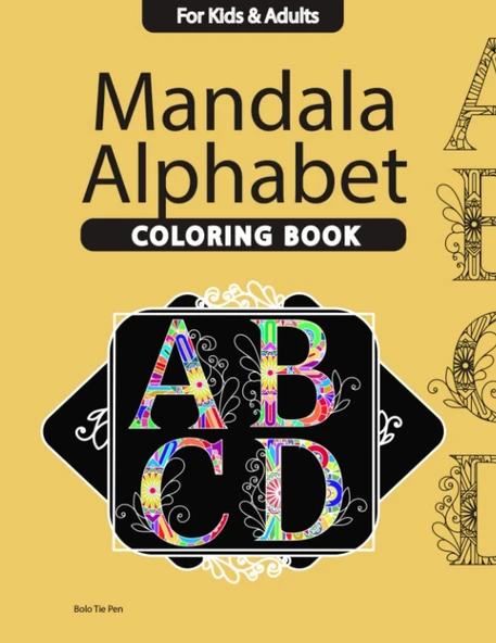 Independently Published Alphabet Mandala Coloring Book For Kids, Adults.: Improve Mood And Boost Creativity, Letters And Animals Relaxing Coloring Pages, Designed For Stress ... & Anxiety, Large & Co ürün görseli 1