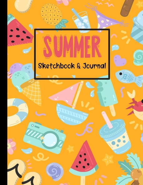 Sketch Book And Journal For Girls - Summer Beach Themed: Large 8.5 X 11 Inch Sketchpad Notebook For Kids Drawing, Journaling, Writing, Crayon Coloring, Sketching Or Doodling | Great Gift For Children ürün görseli 1