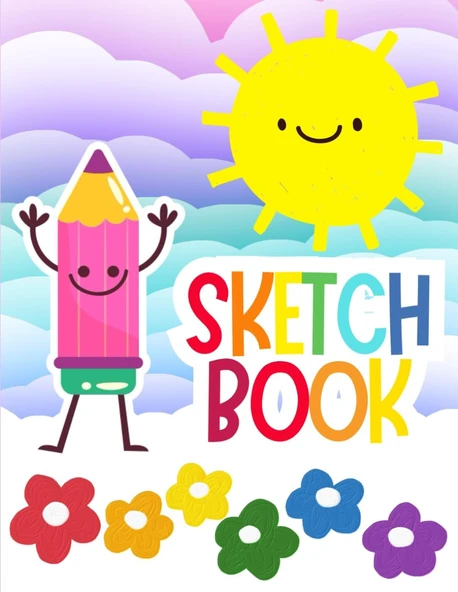 Sketch Pad For Kids For Drawing, Doodling And Sketching: Blank Paper Sketch Book For Drawing Practice. 120 Pages 8.5" X 11" Large Sketchbook For Kids ... Boys. Pastel Clouds And Flowers Cover Design. ürün görseli 1