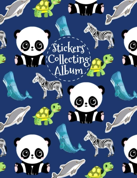 Independently Published Stickers Collecting Album: To Have Your All Favorite Stickers In One Place Get This Panda, Zebra, Dolphin And Turtle Themed Cover Sticker Collecting Album For Boys, Girls, Kid ürün görseli 1