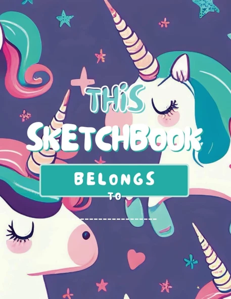 Independently Published Colorful Unicorns Pattern Sketch Book For Kids: Large Drawing Paper Sketchbook With Blank Pages For Sketching, Doodling, & Creative Expression ürün görseli 1