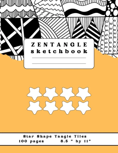 Shape Tiles Zentangle Sketchbook: Large Sheets With Grids For Zendoodle & Mandala Art, Therapy Doodling & Zen Drawing (For Relaxing & Anti Anxiety Sketching ) With Laft Blanks ürün görseli 1