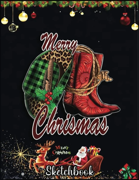 Independently Published Christmas Sketch Book: Buffalo Plaid Howdy Hat Cowboy Boots Merry Christmas Cowgirl, 120 Pages Help You Your Ideas Size 8.5 X 11 Inches Sketchbook ürün görseli 1