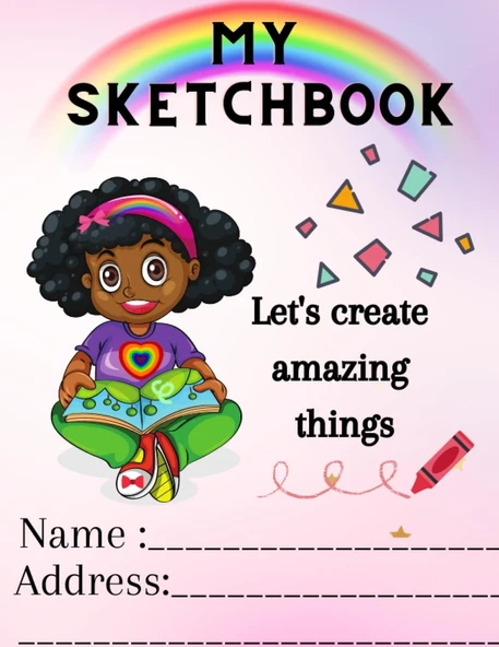 Cute African American Drawing/Sketchbook, 8.5X11 100 Pages For Girls ürün görseli 1