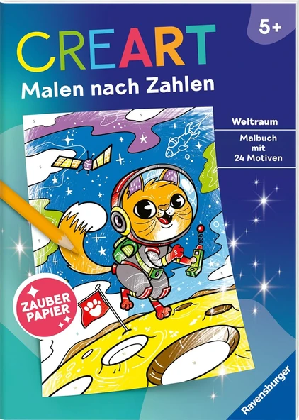Ravensburger Creart Malen Nach Zahlen Ab 5: Weltraum, Malbuch, 24 Motive, Zauberpapier ürün görseli 1