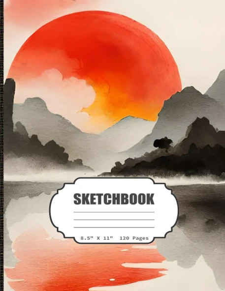 Sketchbook: Japanese Landscape (Front And Back) Sketch Book For Boys, Girls, Kids, Teens, Adults Artist Notebook/Journal For Drawing, Writing, ... 120 Blank Pages, 8.5X11 (Blank Drawing Book) ürün görseli 1
