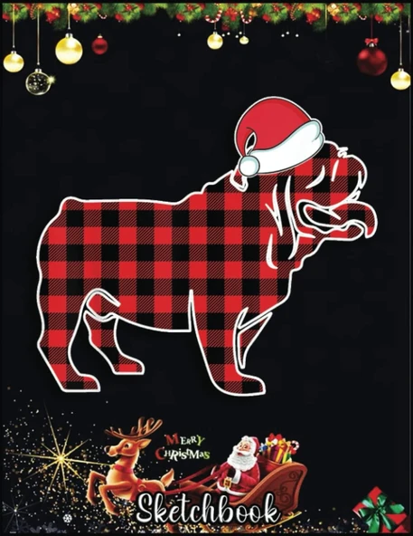 Independently Published Christmas Sketch Book: Bulldog Christmas Decorations Red Plaid Buffalo Xmas Family, 120 Pages Help You Your Ideas Size 8.5 X 11 Inches Sketchbook ürün görseli 1