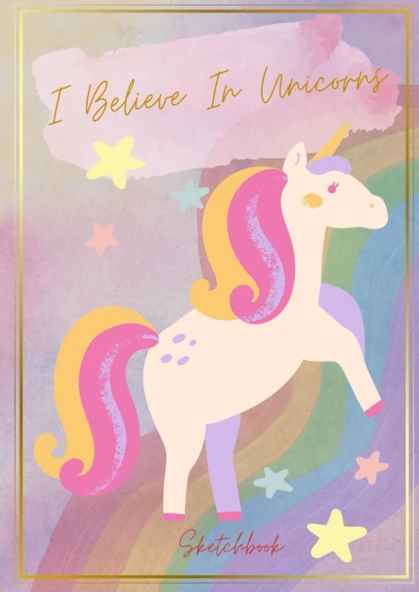 Sketchbook With Unicorn And Rainbowl: Sketcher, Notebook – For School, Class And Home, 100 Large Blank Pages ürün görseli 1
