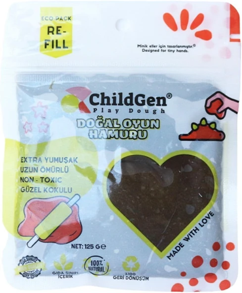 Doğal Oyun Hamuru - Kahverengi -Vakumlu Kartuş Paket - (Ecopack-Refill) ürün görseli 1