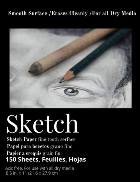Sketch Book: Acid Free Drawing Paper, Ideal For Amateurs, Professionals, Kids & Adults| 150 Pages Of Smooth Paper ürün görseli 1