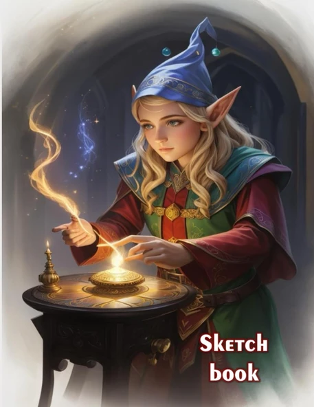 Sketchbook: Elf Cover, Blank Paper, Notebook For Sketching, Painting, Drawing, Unlined. Large: 8.5 X 11 Inches ürün görseli 1