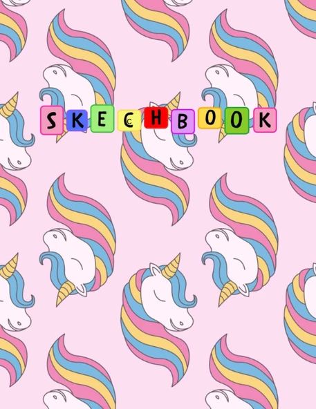 Sketchbook: Cute Unicorn , Large Blank Sketchbook For Girls, 100 Pages, 8.5" X 11", For Drawing, Sketching & Crayon Coloring (Kids Drawing Books) ürün görseli 1