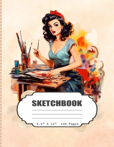 Sketchbook: Beautiful Girl Artist Sketch Book For Girls, Kids, Teens, Adults Artist Notebook/Journal For Drawing, Writing, Sketching Or ... Paper, 120 Pages, 8.5X11 (Blank Drawing Book) ürün görseli 1