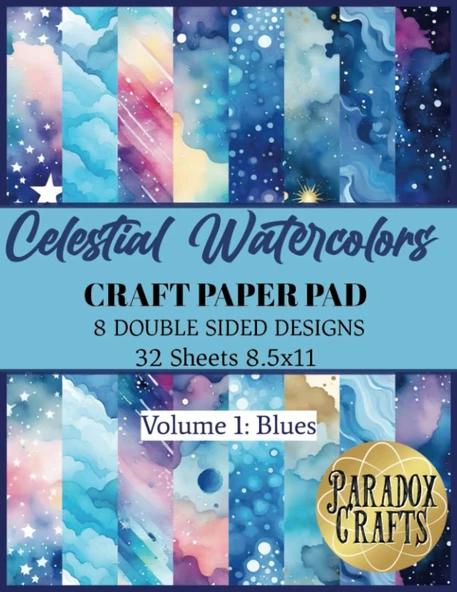Independently Published Celestial Watercolor Paper Pad: Volume I Blues, Paper Pad Sheets For Scrapbooking, Decoupage, Collage And Other Projects (Watercolor Paper Pads) ürün görseli 1