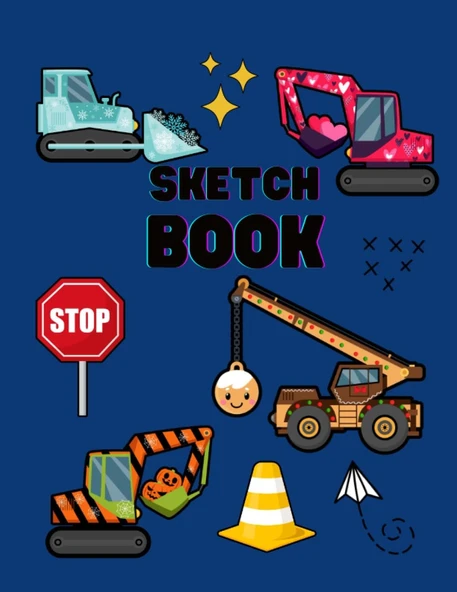 Sketchbook: Cute Truck Sketchbook, Large Blank Sketchbook For Boy, 100 Pages, 8.5" X 11", For Drawing, Sketching & Crayon Coloring (Kids Drawing Books) ürün görseli 1