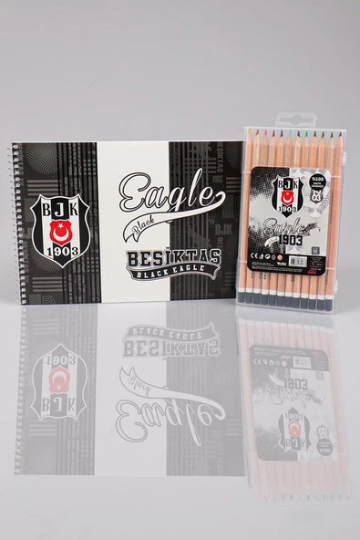 Li̇sansli Beşi̇ktaş 12'Li̇ Boya Kalemi̇ Boyama Defteri̇ Seti̇ ürün görseli 1
