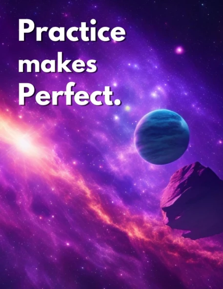 Independently Published Sketch Book With Cover "Practice Makes Perfect" Inspiration Quote: For Drawing, Writing, Painting, Sketching Or Doodling, 110 Pages, Large Size 8.5X11” ürün görseli 1